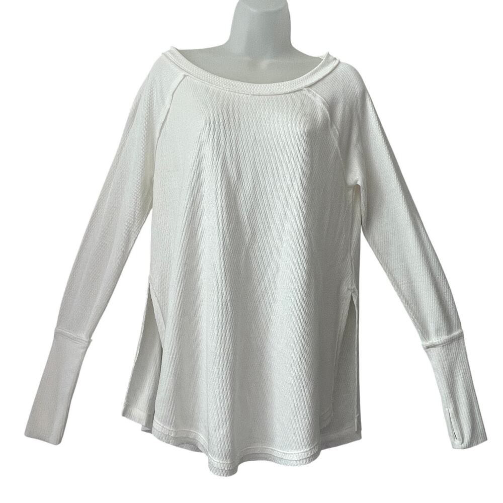 Free People We The Free Waffle Knit Scoop Neck Thermal Tunic Tee Shirt Size XS